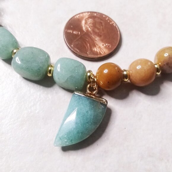 Yellow & Green Aventurine Bracelet - Big Boned/XL Wrist - Anklet - Prosperity - Picture 7 of 9